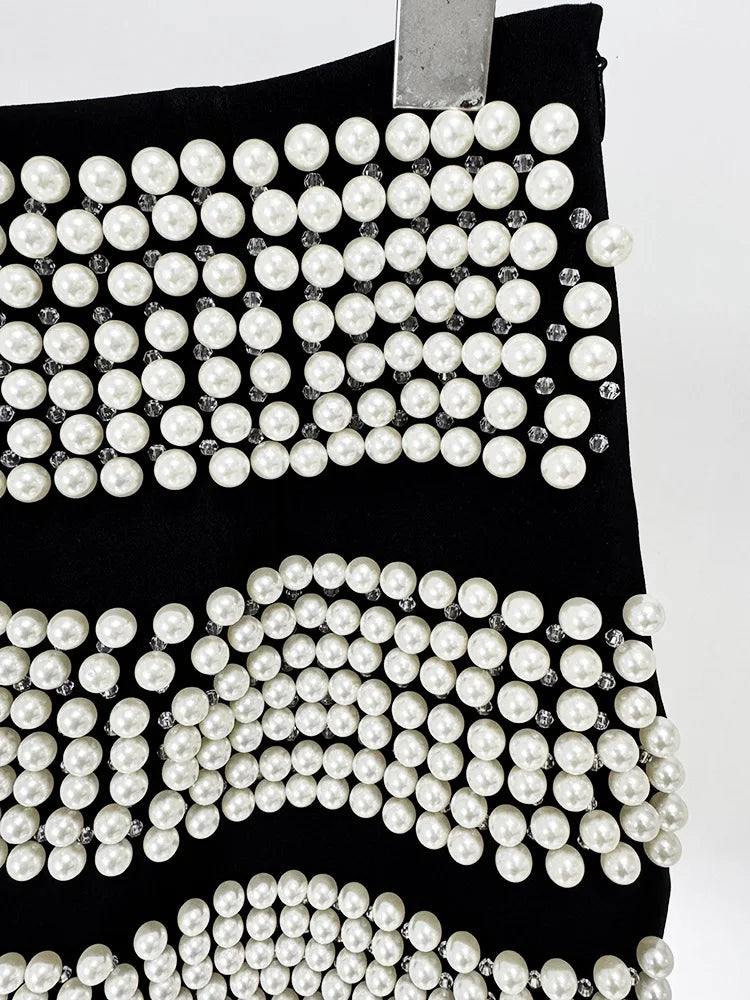 Beaded Blazer Striped Matching Sets — Black | KIMLUD