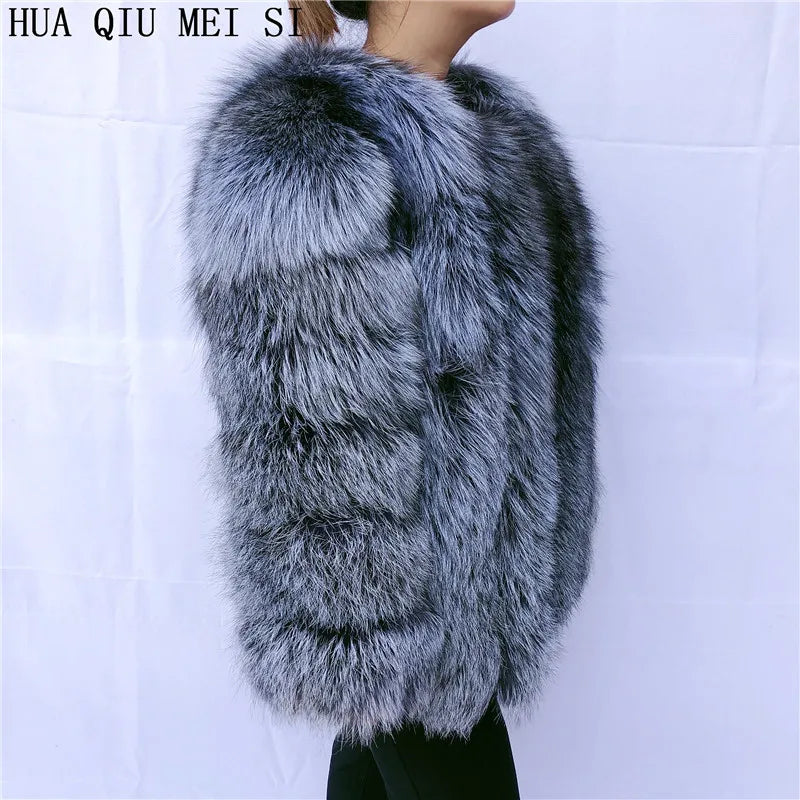 Women's clothing fur coat  red fox coat vertical stripe silver fox red fox fur coat  fox fur coat women's natural fur coat coat