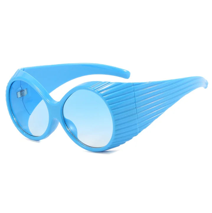 PC Thick Frame Round Sunglasses Solid — Black | KIMLUD