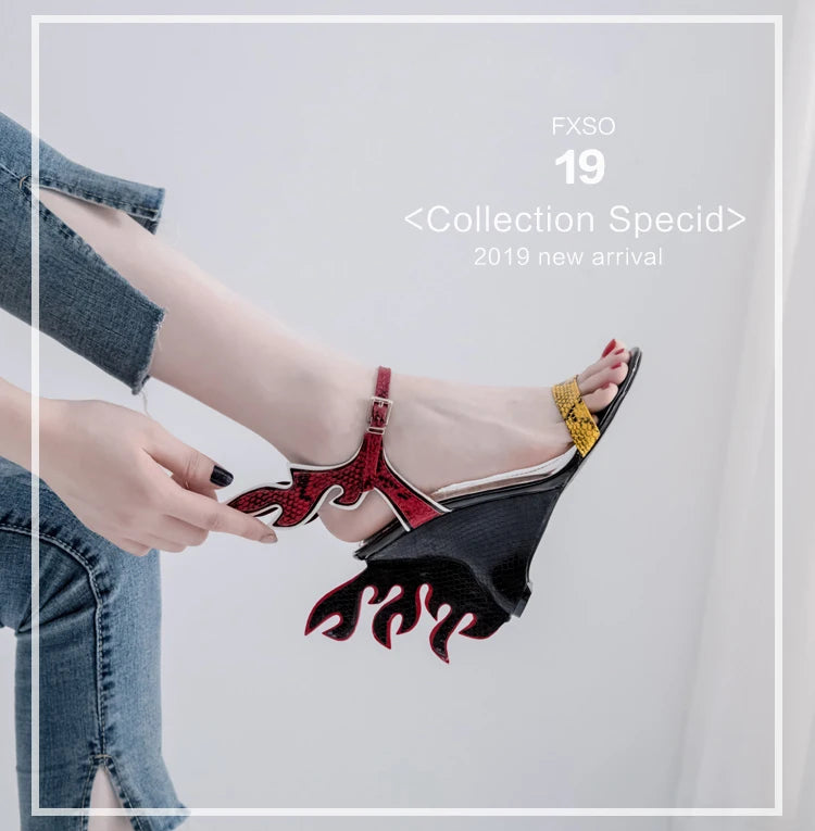 Patent Leather Gladiator Platform Wedge Sandals — Orange | KIMLUD
