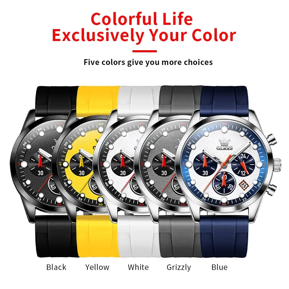 OLEVS 5602 New Fashion Luminous Sports Date Men Watch Silicone Quartz Men's Wristwatch Waterproof Luxury Watches for Man