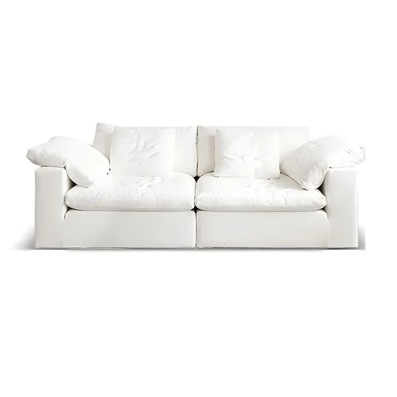 Wabi-Sabi Modern Furniture Square Sponge Upholstered Sectional Sofa Set Blended Cotton Linen Cover Eco-Friendly Durable Villa