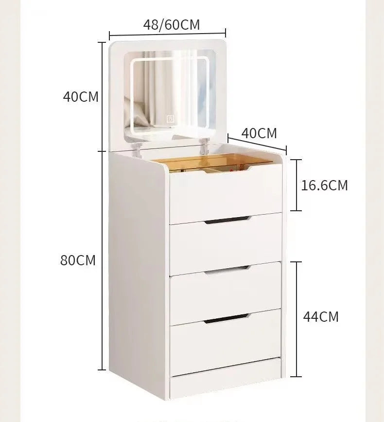 Modern Dressing Table With Mirror — White | KIMLUD