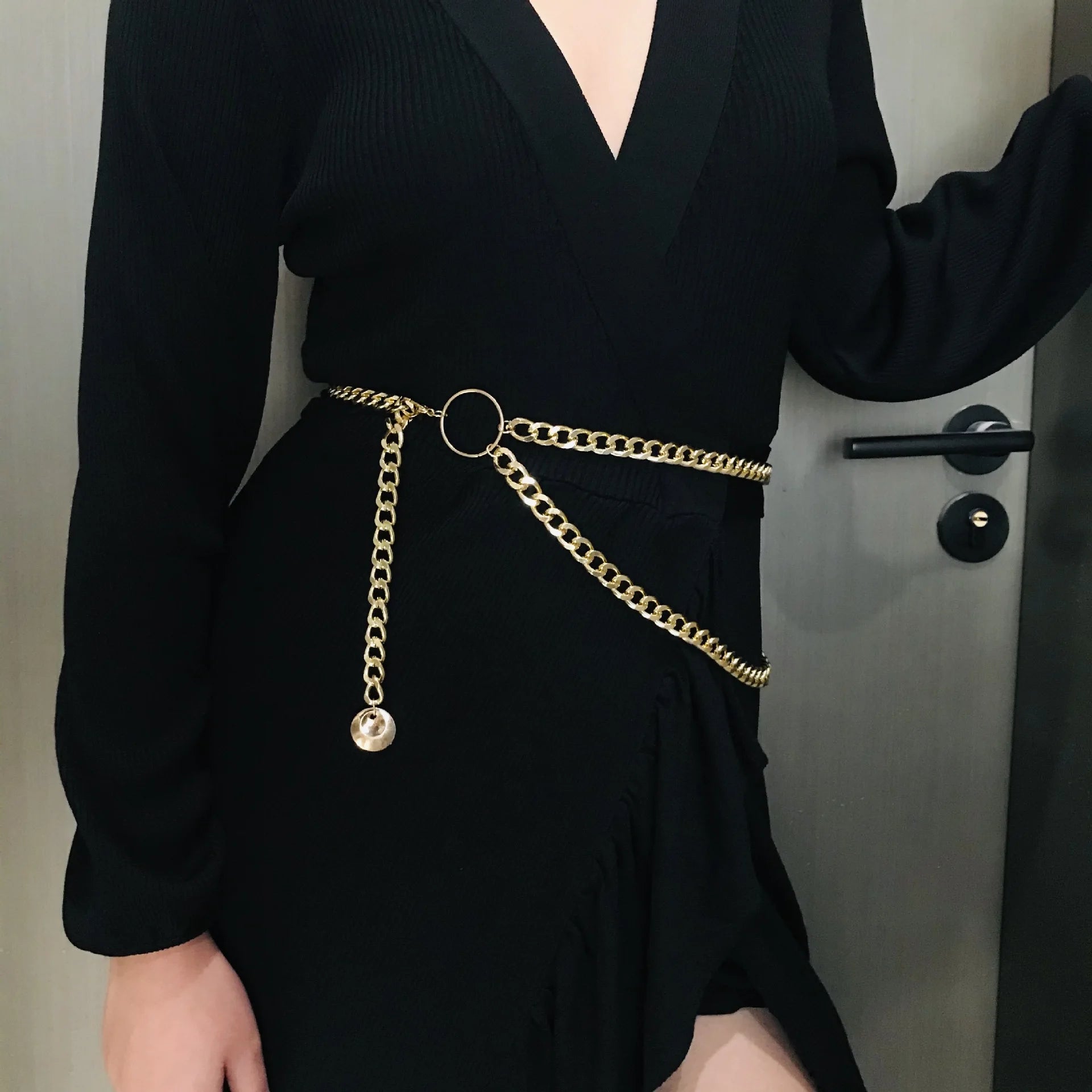 Metal Chain Waist Belt Punk Hip Hop Adjustable Gold-Tone Plating — Gold | KIMLUD