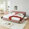 Chenille Upholstered Bed Frame King Size — Deep Charcoal Gray | KIMLUD