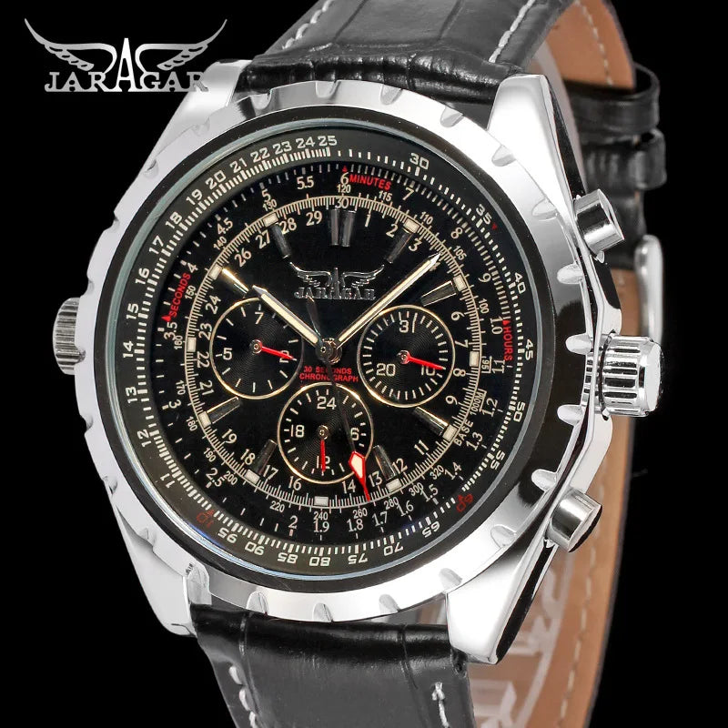 Blue Glass Design Automatic Stainless Steel Men's Business Mechanical Wristwatch with Luminous Date Clock