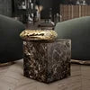 Copper Base Marble Side Table Hand-Hammered Copper — Charcoal Black | KIMLUD