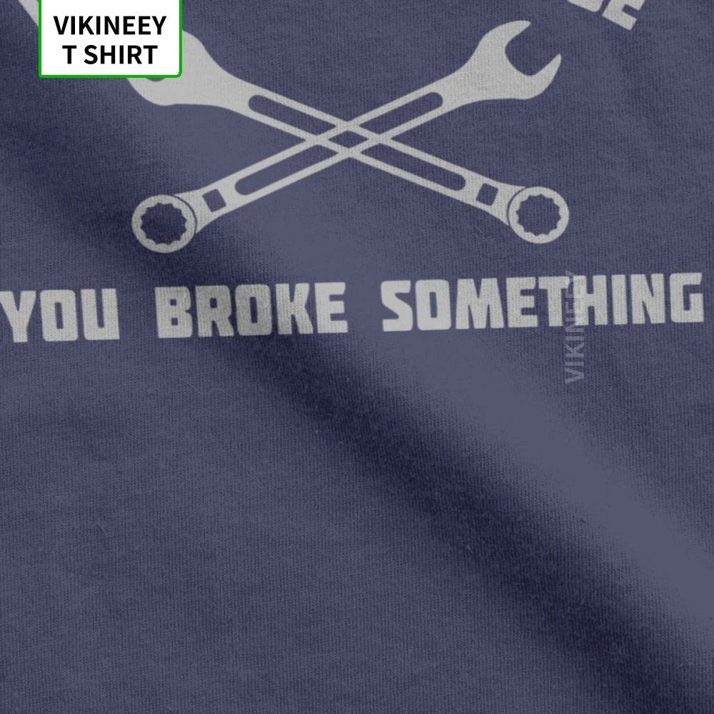 Men's T Shirt – Mechanic Car Print – Cotton Short Sleeve – Black | KIMLUD