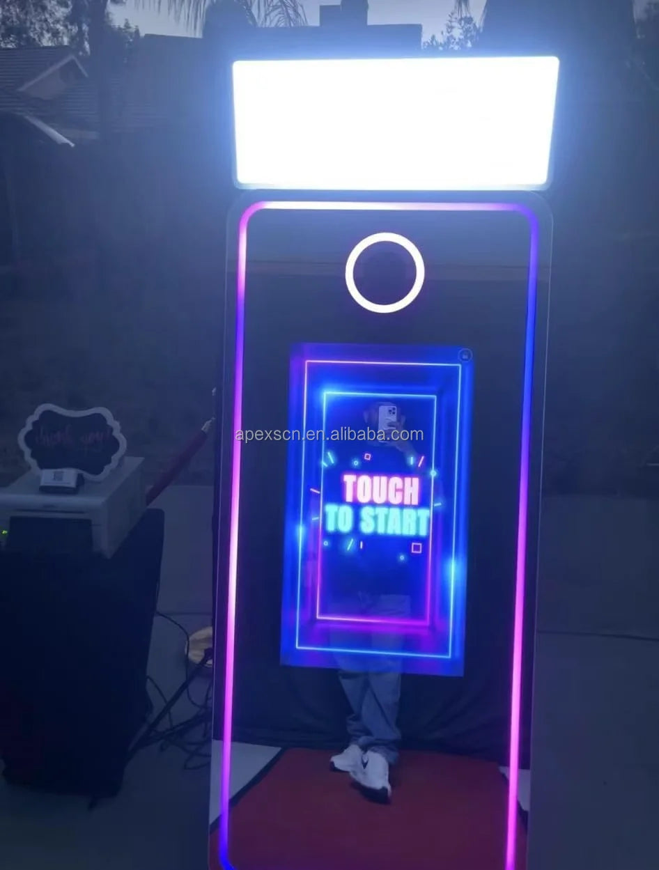Interactive Magic Mirror Touch Screen Metal Selfie Photo Booth Machine for Parties or Weddings Compatible with Cameras