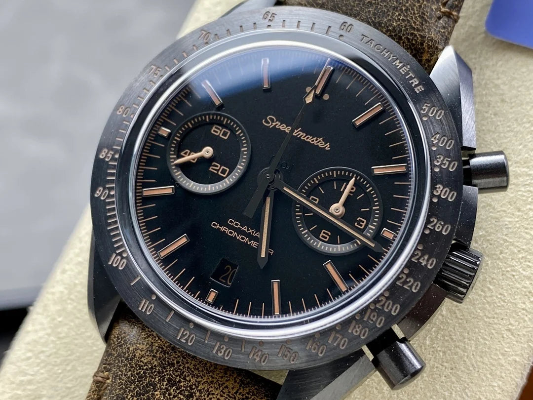 Black Ceramic Chronograph Watch 44mm — Black | KIMLUD