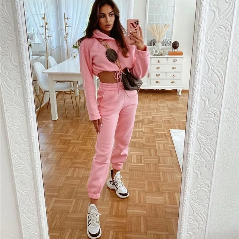 Zippered Two-Piece Tracksuit Set With Sculptural Comfort For Winter City Lounging — Powder-Blue | KIMLUD