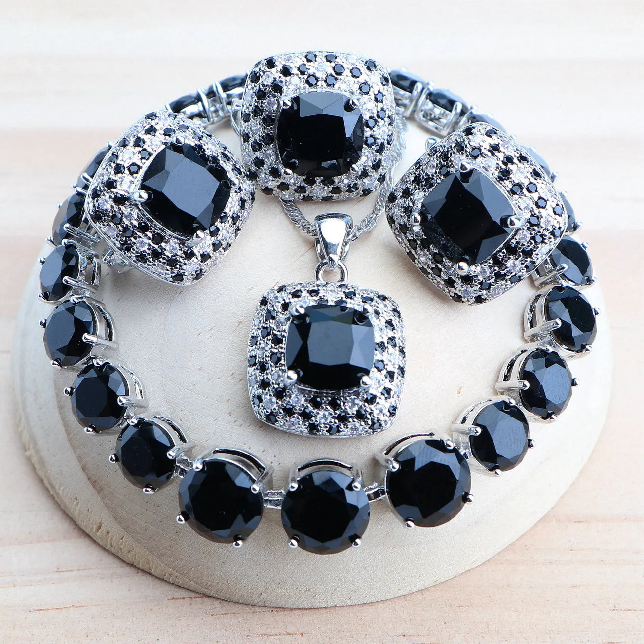 Sterling Silver Jewelry Set Bridal — Purple | KIMLUD