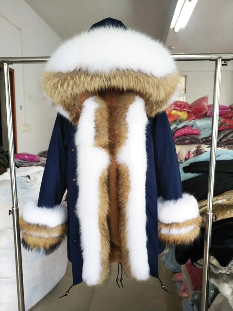 OFTBUY 2022 Long Parka Real Fur Coat Winter Jacket Women Natural Raccoon Fur Fox Fur Collar Hood Cuffs Thick Warm Outerwear New