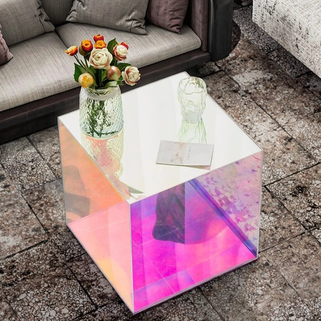 Acrylic Coffee Table Checkerboard Cube — Clear | KIMLUD