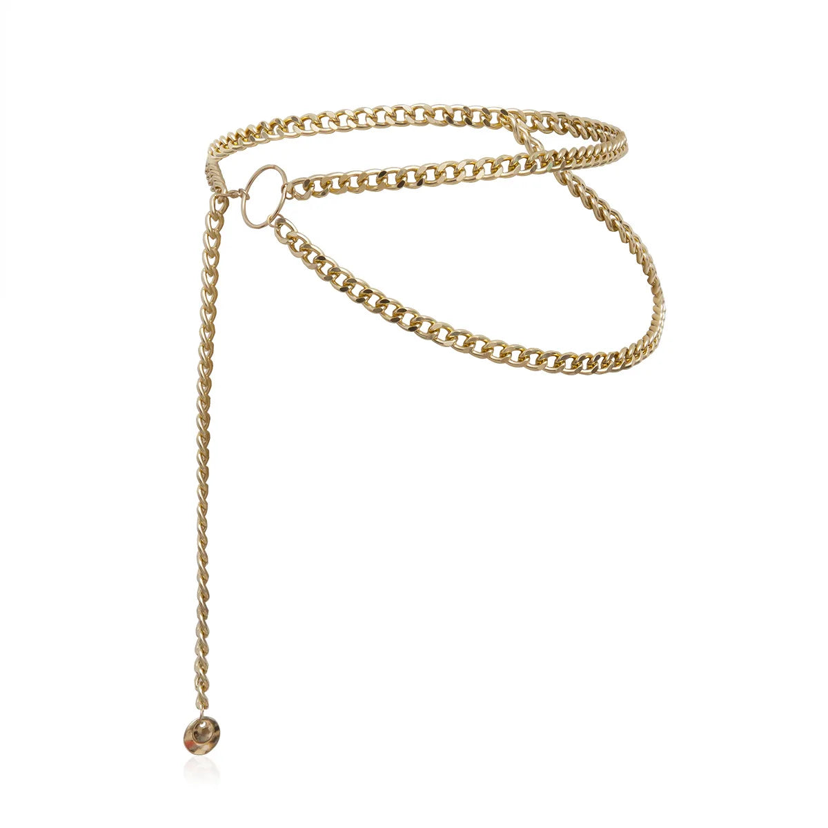 Metal Chain Waist Belt Punk Hip Hop Adjustable Gold-Tone Plating — Gold | KIMLUD