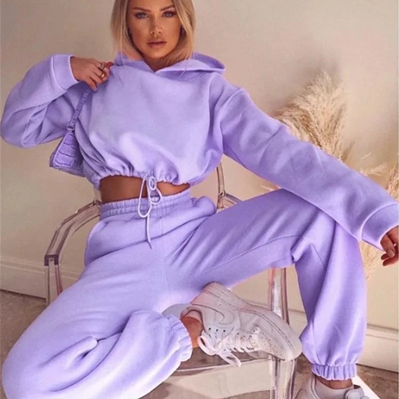 Zippered Two-Piece Tracksuit Set With Sculptural Comfort For Winter City Lounging — Powder-Blue | KIMLUD
