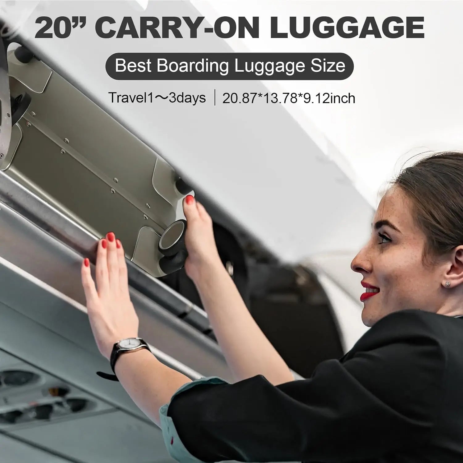 Polycarbonate Carry-On Luggage Front-Opening 20-Inch Lightweight TSA Lock — Grey | KIMLUD