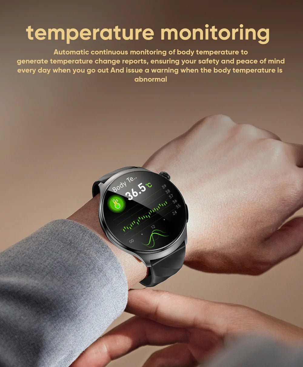 VALDUS ECG Health Smart Watch AMOLED Screen Support Smart Voice Assistant Body Temperature Monitoring NFC VE62 PRO Smartwatch