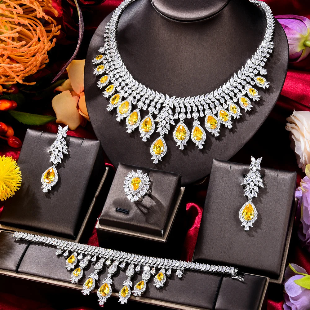 GODKI Famous Brand Green CZ Luxury African Jewelry Sets For Women Wedding Party Zircon Crystal Dubai Bridal Jewelry Set Gift