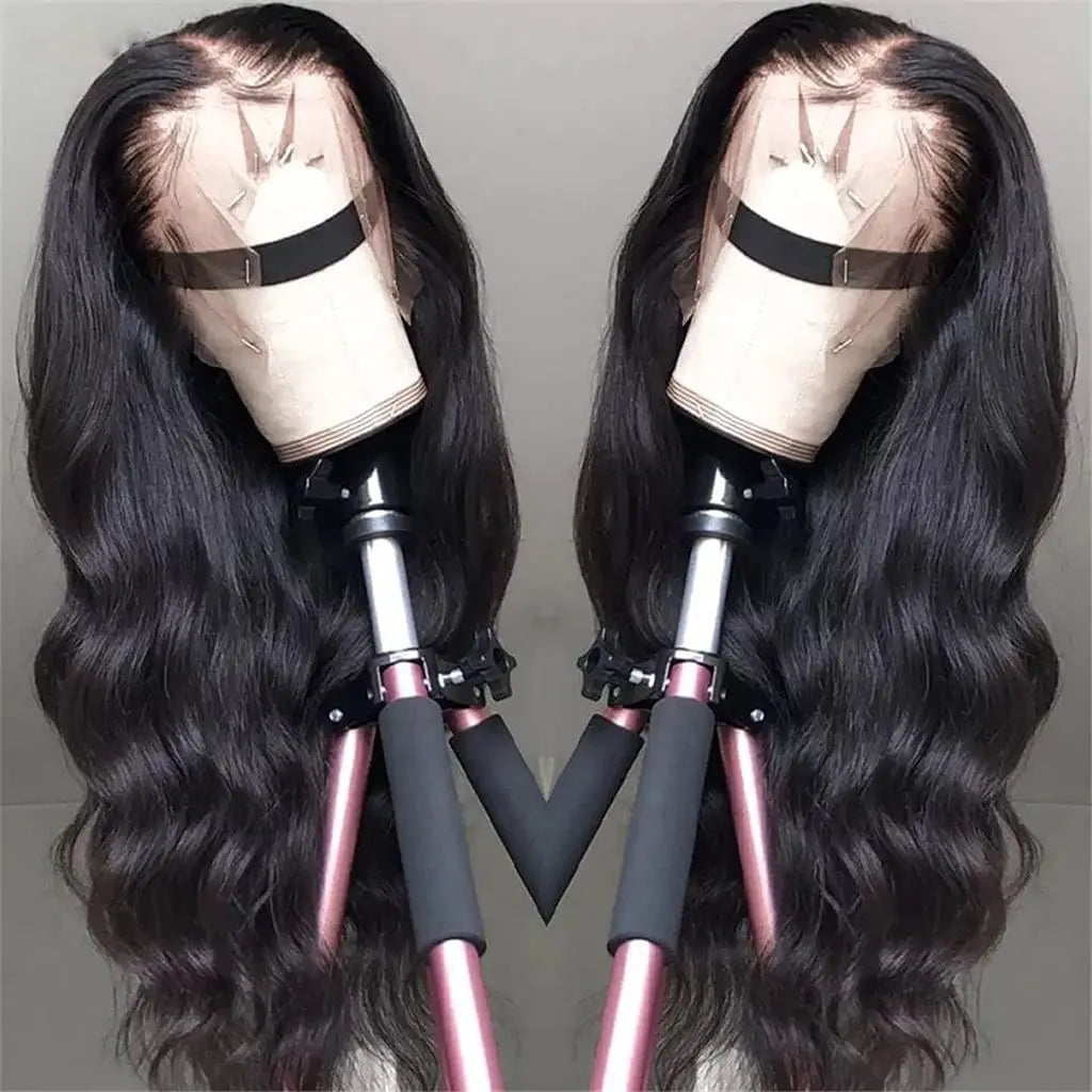 10A Raw Brazilian Body Wave Full Frontal Lace Glueless 13x4 HD Transparent Lace Front Natural Black Deep Texture-Long Blonde