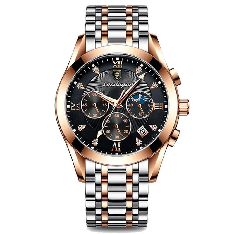 Top Brand Men Watch POEDAGAR Fashion Business Watch Automatic Date Luminous Pointer Leather Wristband Waterproof  Clock