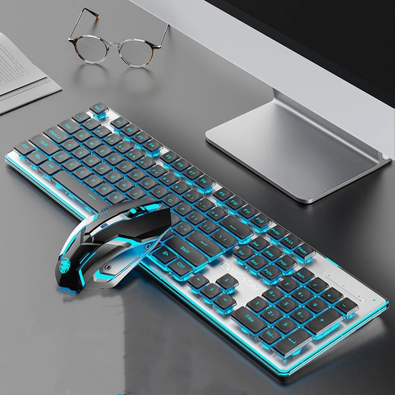 Metal Chassis Keyboard And Mouse Set Ultra-Thin Wireless Mechanical — Matte Black | KIMLUD