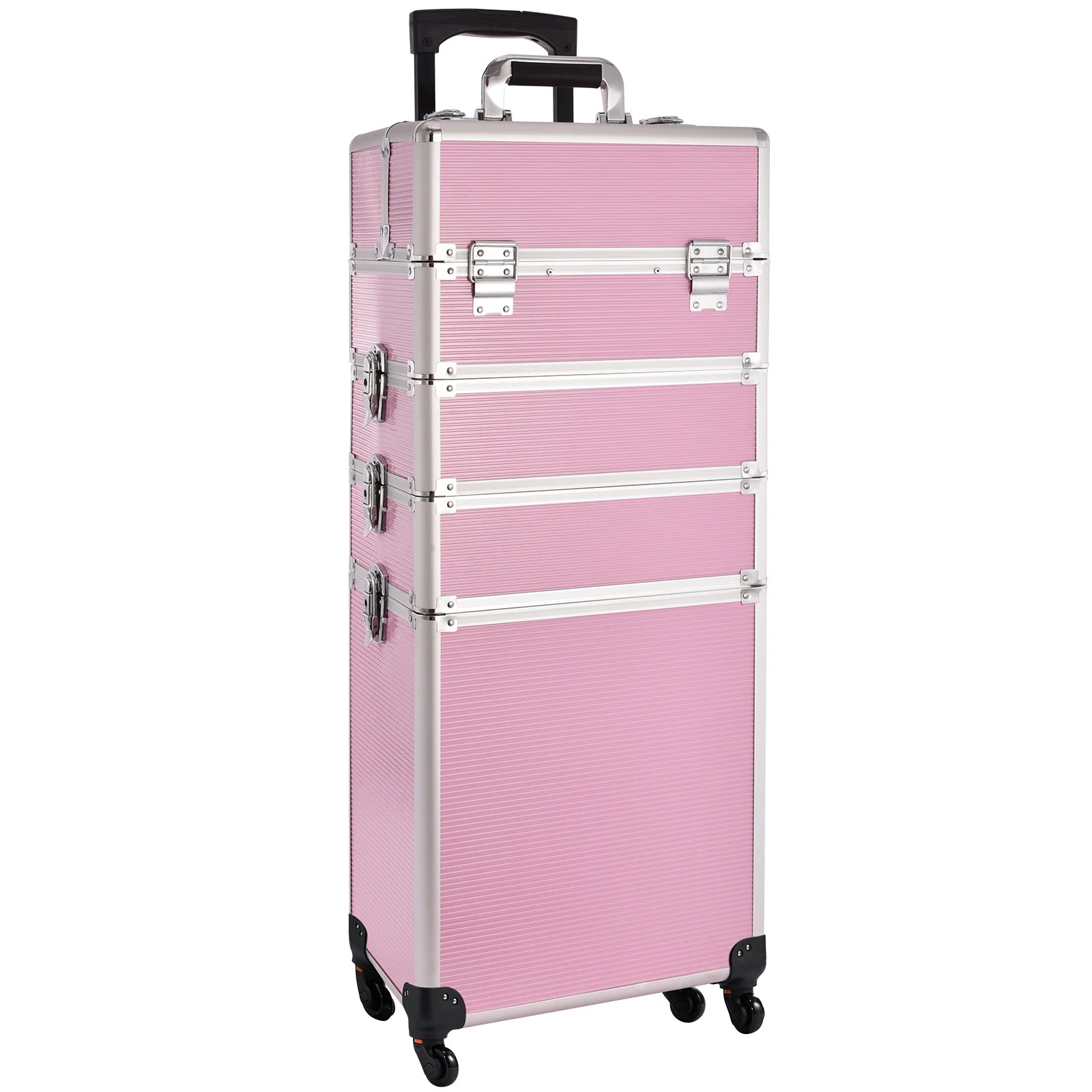Hot Selling Professional Large 4-in-1 Rolling Makeup Case Eco-Friendly Aluminum Practical Lockable Train Extendable Portable