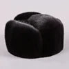 Genuine Leather Aviator Hat With Full Mink Fur — Black | KIMLUD