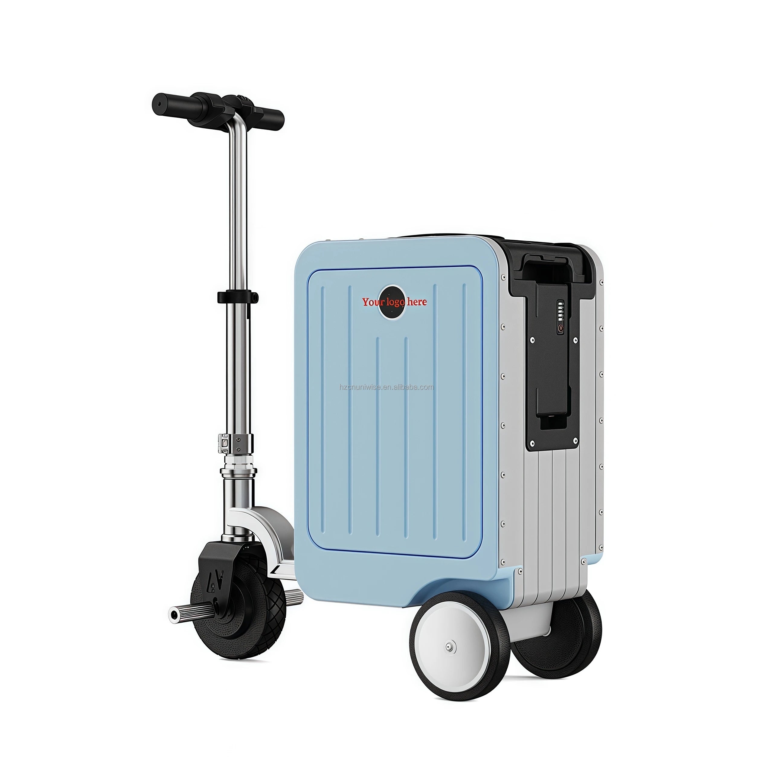Aluminum Carry-On Luggage Motorized Chassis USB Charging — Cream | KIMLUD