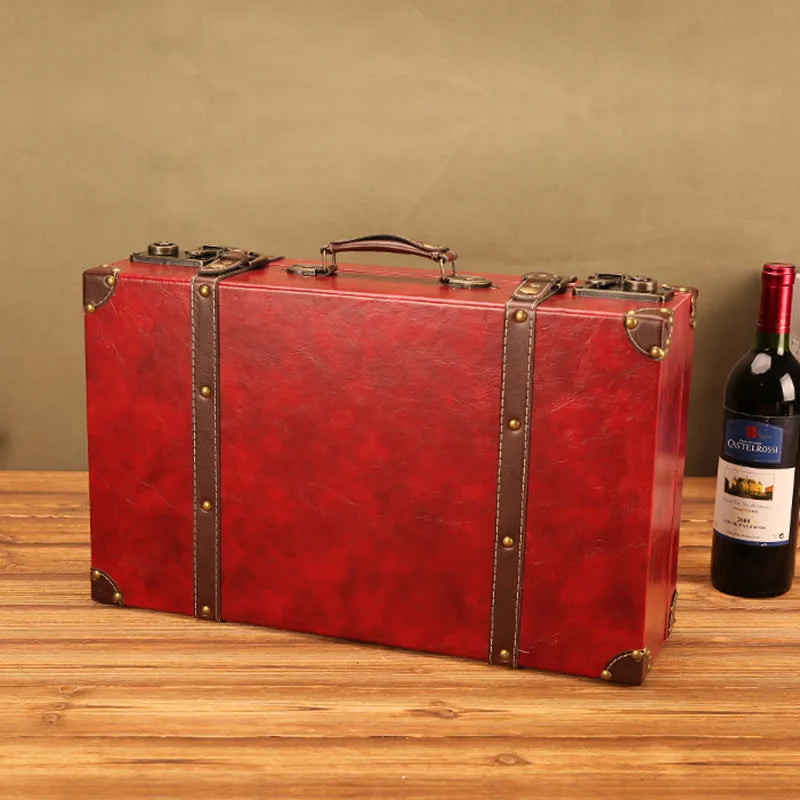 Luxurious Vintage Trunk Suitcases Leather — Brown | KIMLUD