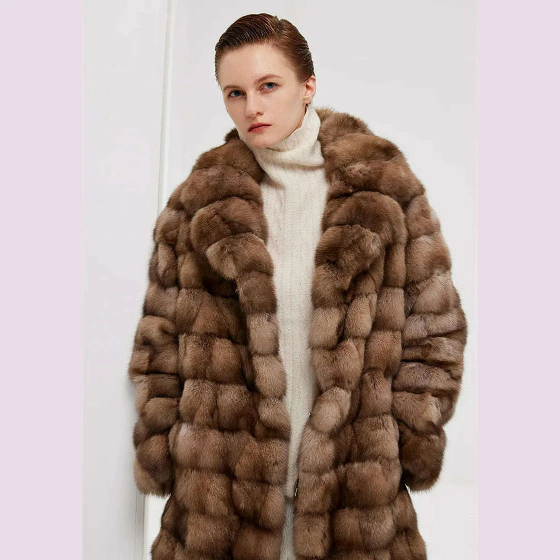 KIMLUD, Super Nice Quality Russia Sable Fur Coat With Bigger Collar Original Price Vintage Sable Coat Factory Cost Mink Coat, KIMLUD Womens Clothes