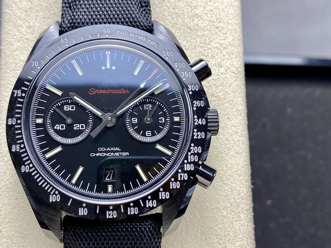 Black Ceramic Chronograph Watch 44mm — Black | KIMLUD