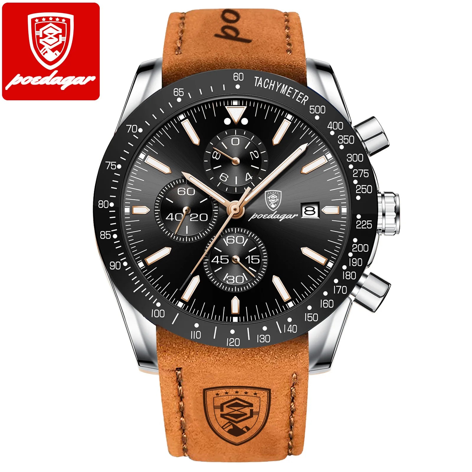 Poedagar 988 P988 Men's Chronograph Quartz Watch Luxury Waterproof Luminous Business Wristwatch for Men Montre Relojes Homme Uhr