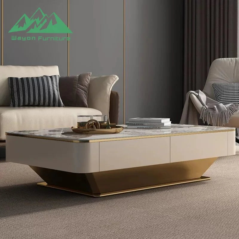 Wooden TV Stand & Coffee Table With Panel Feature — Custom Color | KIMLUD