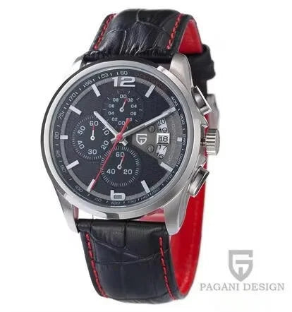 Elegant Leather Quartz Wristwatch — Black | KIMLUD