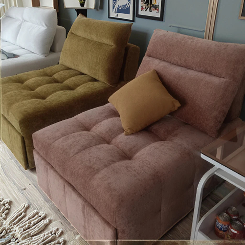 Chesterfield Style Single Seat Fabric Sofa Small Unit Pull-Out Dual-Purpose Foldable Extendable Sponge Filling for Living Room