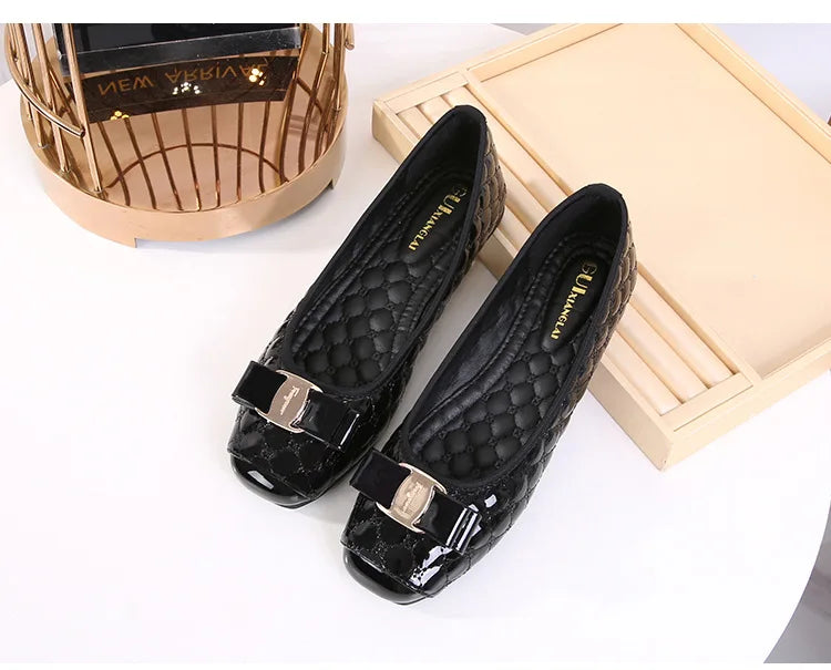 Women's Flat Shoes Spring Autumn New Square Toe Chain Comfortable Casual Square Toe Slip-On Female Shoes Large Size 36-42