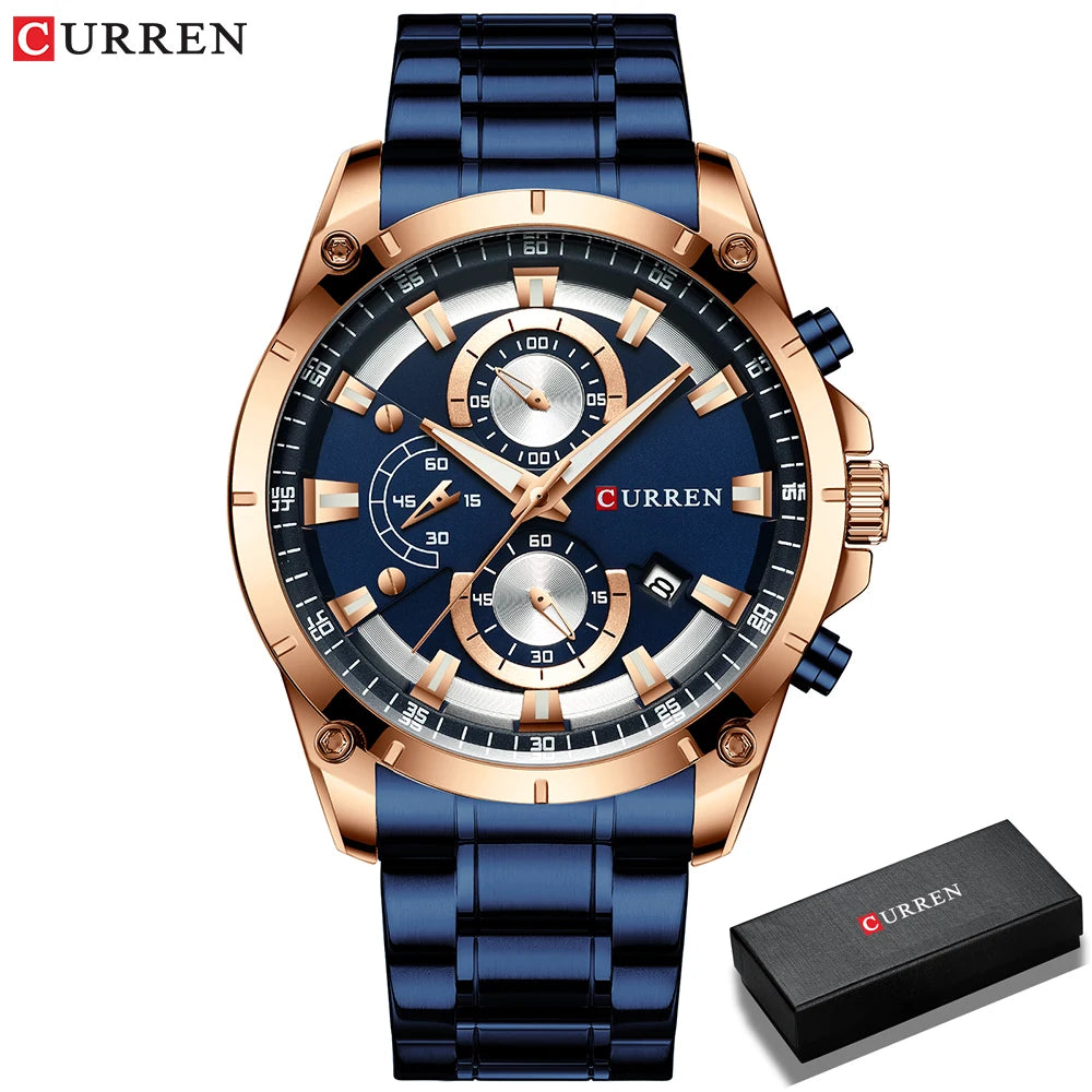 CURREN Mens Watches Fashion Top Brand Luxury Business Automatic Date Watch Men Casual Waterproof Watch Relogio Masculino+Box