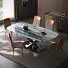 Nordic Modern Luxury Marble Dining Table with Extendable Metal Legs Hot Sale Home Furniture Stone Style Living Room