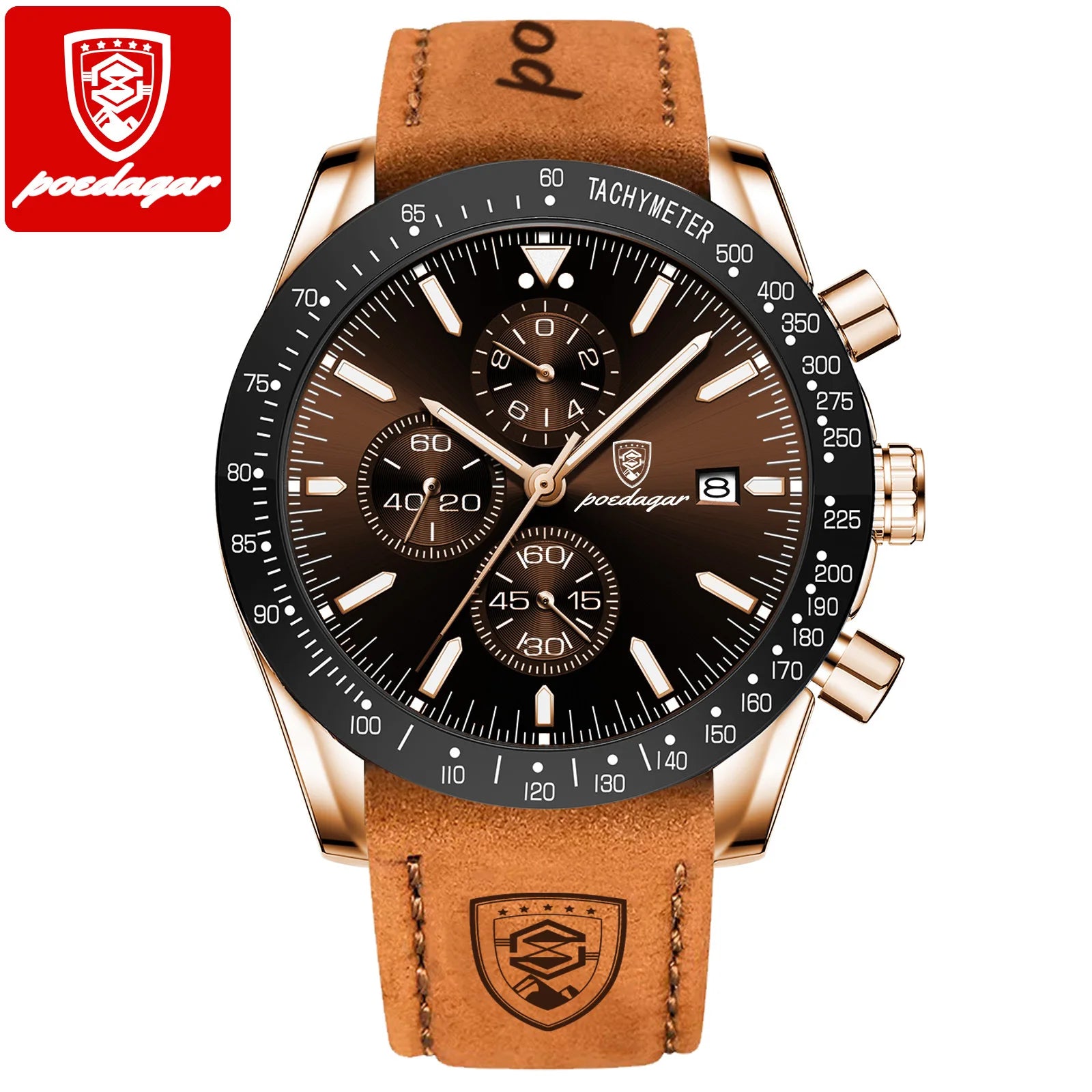 Poedagar 988 P988 Men's Chronograph Quartz Watch Luxury Waterproof Luminous Business Wristwatch for Men Montre Relojes Homme Uhr