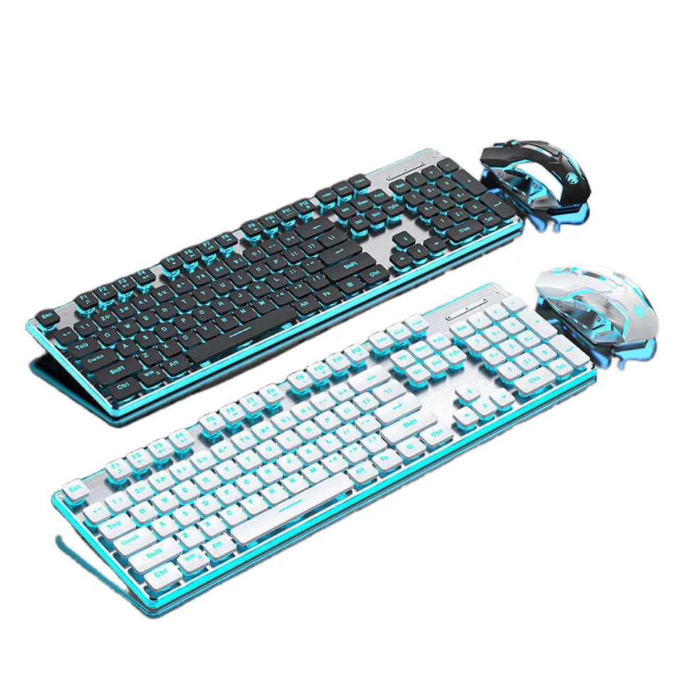 Metal Chassis Keyboard And Mouse Set Ultra-Thin Wireless Mechanical — Matte Black | KIMLUD