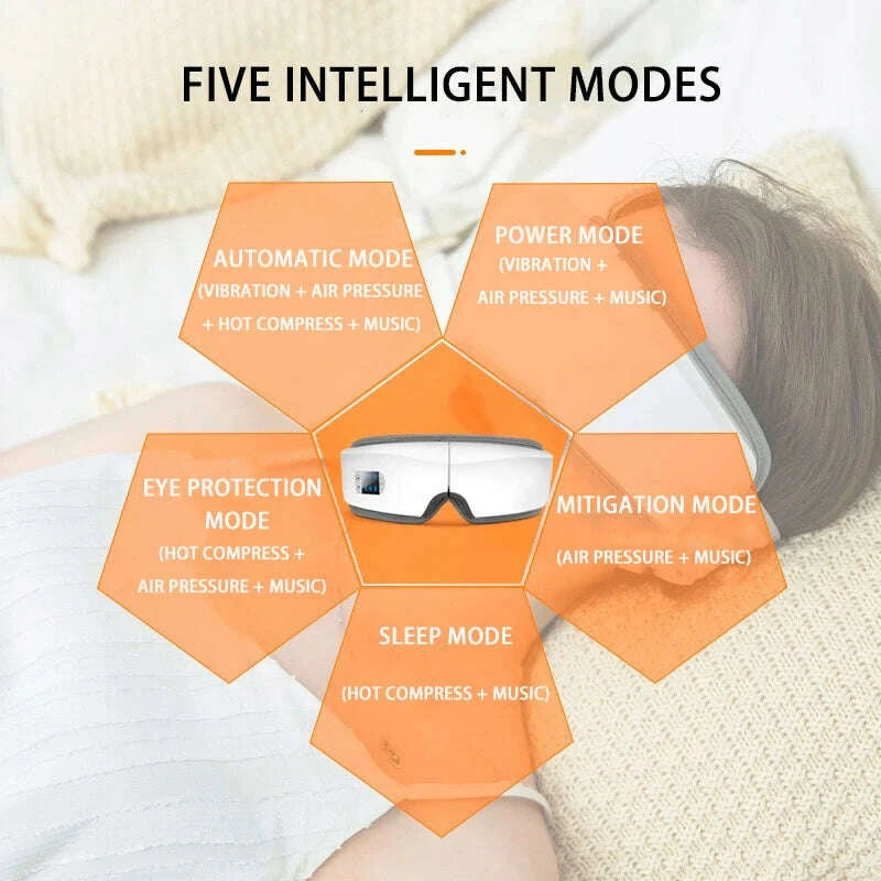 KIMLUD, Eye Massager 4D Smart Airbag Vibration Eye Care Instrument Hot Compress Bluetooth Eye Massage Glasses Fatigue Pouch & Wrinkle, KIMLUD Womens Clothes