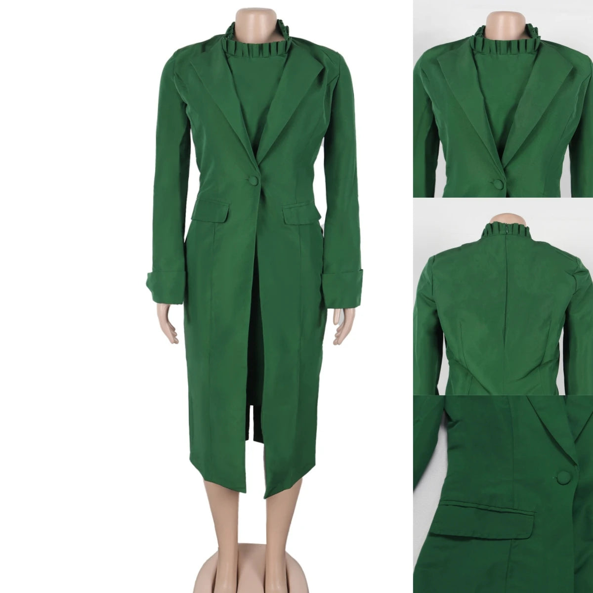 Fashion Ladies Suits Office Wear Two Piece Set Women Clothing Long Blazer Inner Dress Set Two Piece Blazer Set Outfits for Women