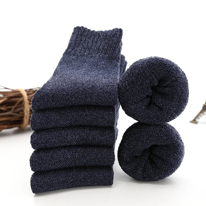 Thermal Cotton-Blend Socks 5-Pair Pack For Men — Black | KIMLUD