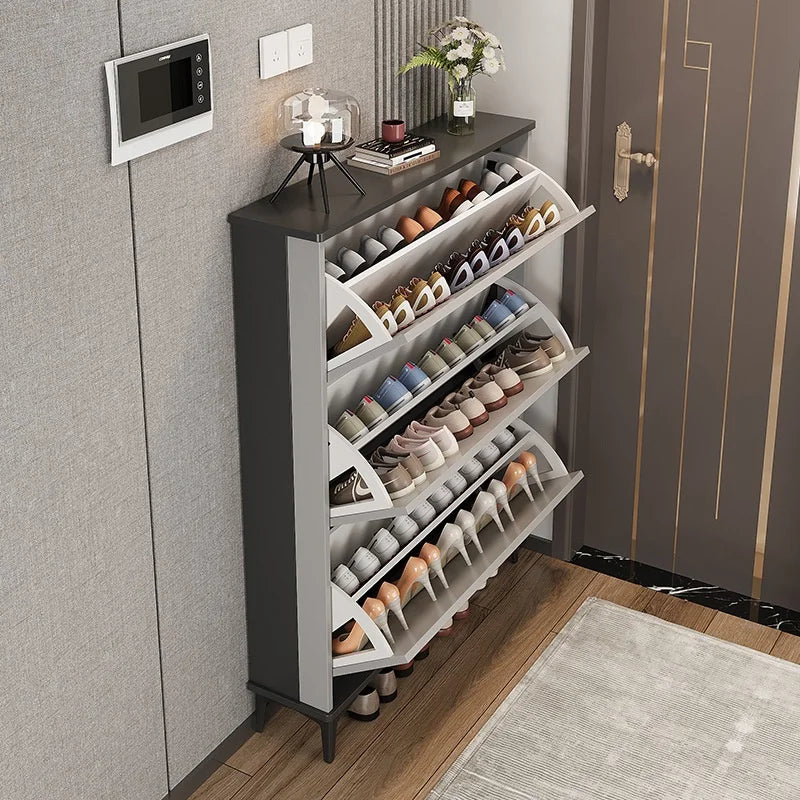 Ultra-Thin MDF Entryway Shoe Cabinet Large Capacity — Cool Gray | KIMLUD