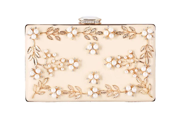 Metal Turkish Tulip Motif Evening Clutch — Pink | KIMLUD