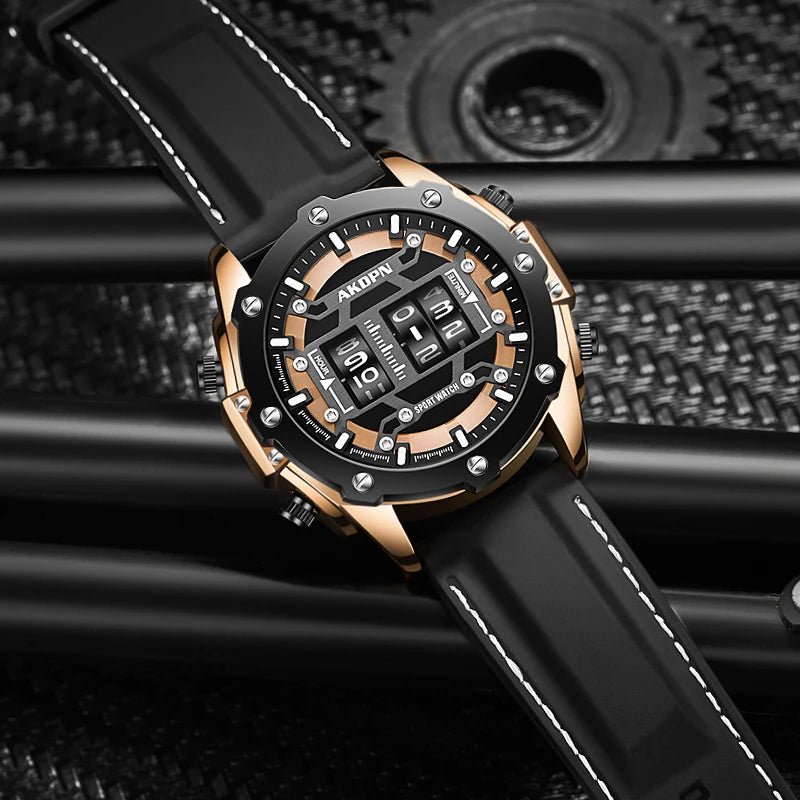Unique Men Wrist Watches Leather Black Silver Creative Watches For Male Military Sports Clock Unique Design relogio masculino