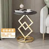 Modern Luxury Diamond Shaped Bracket Side Table Round Marble Center Table for Living Room Dining Elegant Home Furniture