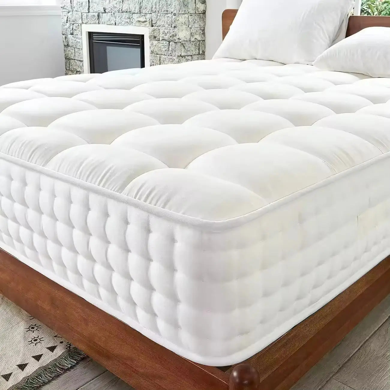 Cotton Mattress Frame Futon Sofa With Deluxe Support — White | KIMLUD