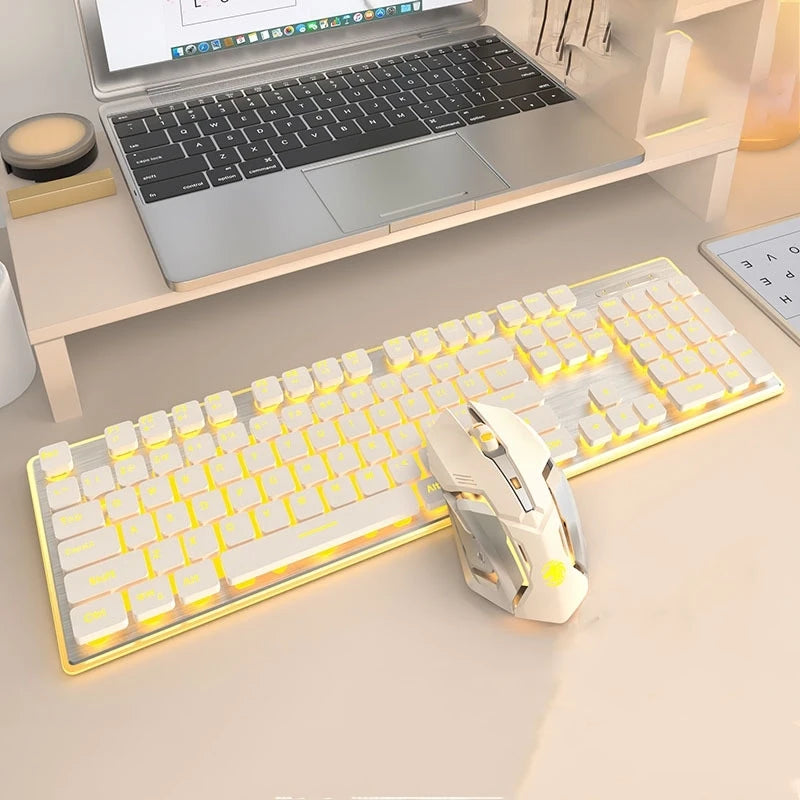 Metal Chassis Keyboard And Mouse Set Ultra-Thin Wireless Mechanical — Matte Black | KIMLUD